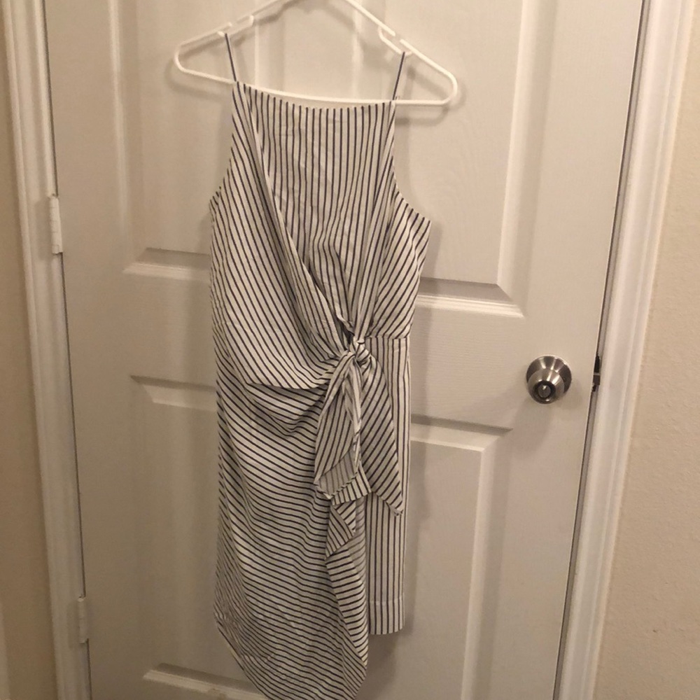Grey Jason Wu striped sleeveless tie front dress
